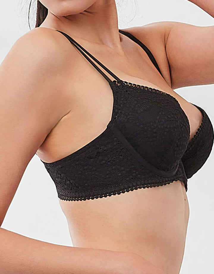 STYLIST Plunge Push Up Lace Bra Bra Her own words Black 70A 