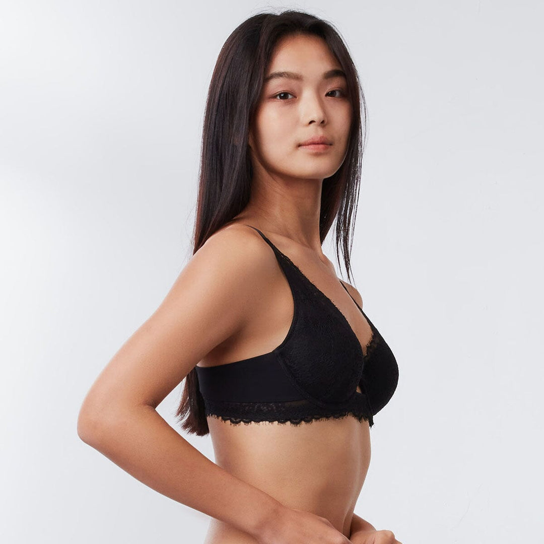 Sustainable REherbafoam™ Plunge Push Up Lace Bra Bra Her Own Words 