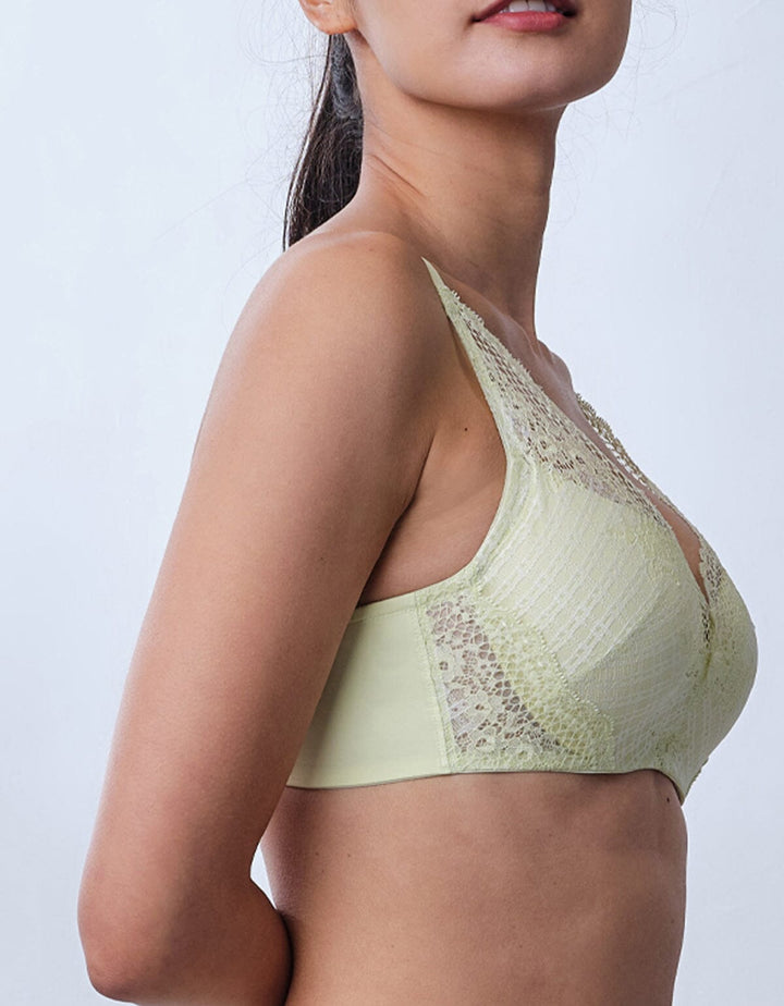 SUSTAINABLE REherbafoam™ Plunge Push Up Lace Bra Bra Her own words White Jade 70A 