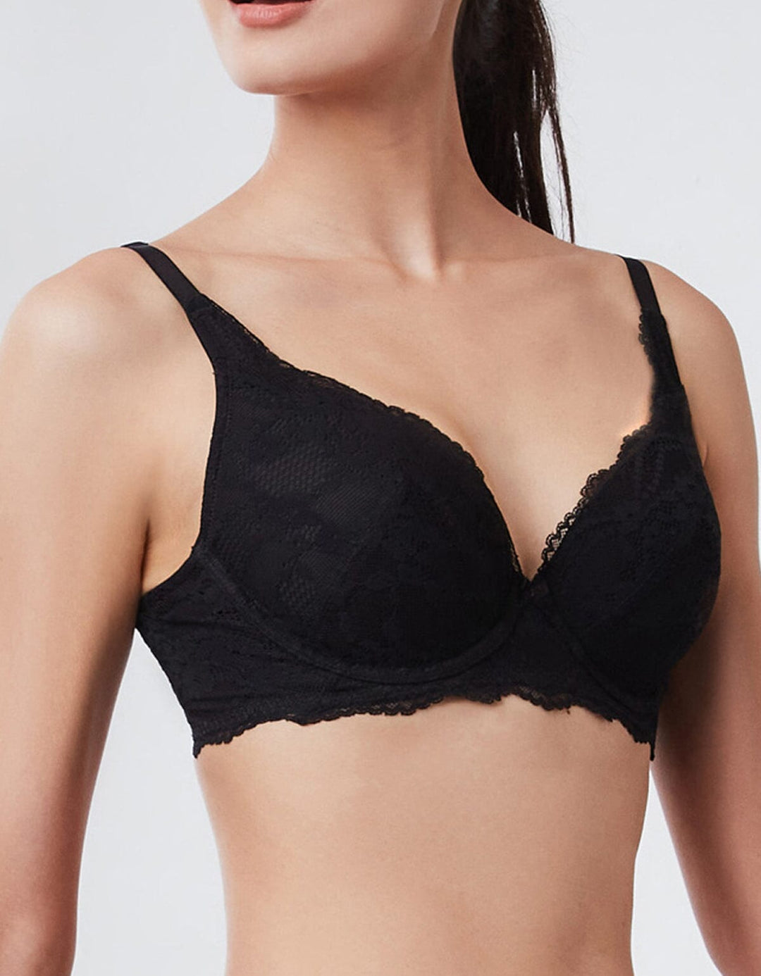 SUSTAINABLE REherbafoam™ Soft Touch Full Coverage Lightly Lined Lace Bra Bra Her own words Black 75C 