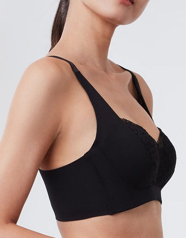 SOLUTION Plus W-Shape Support REsiltech™ Wing Non Wired Lace Bra Bra Her own words Black 70B 