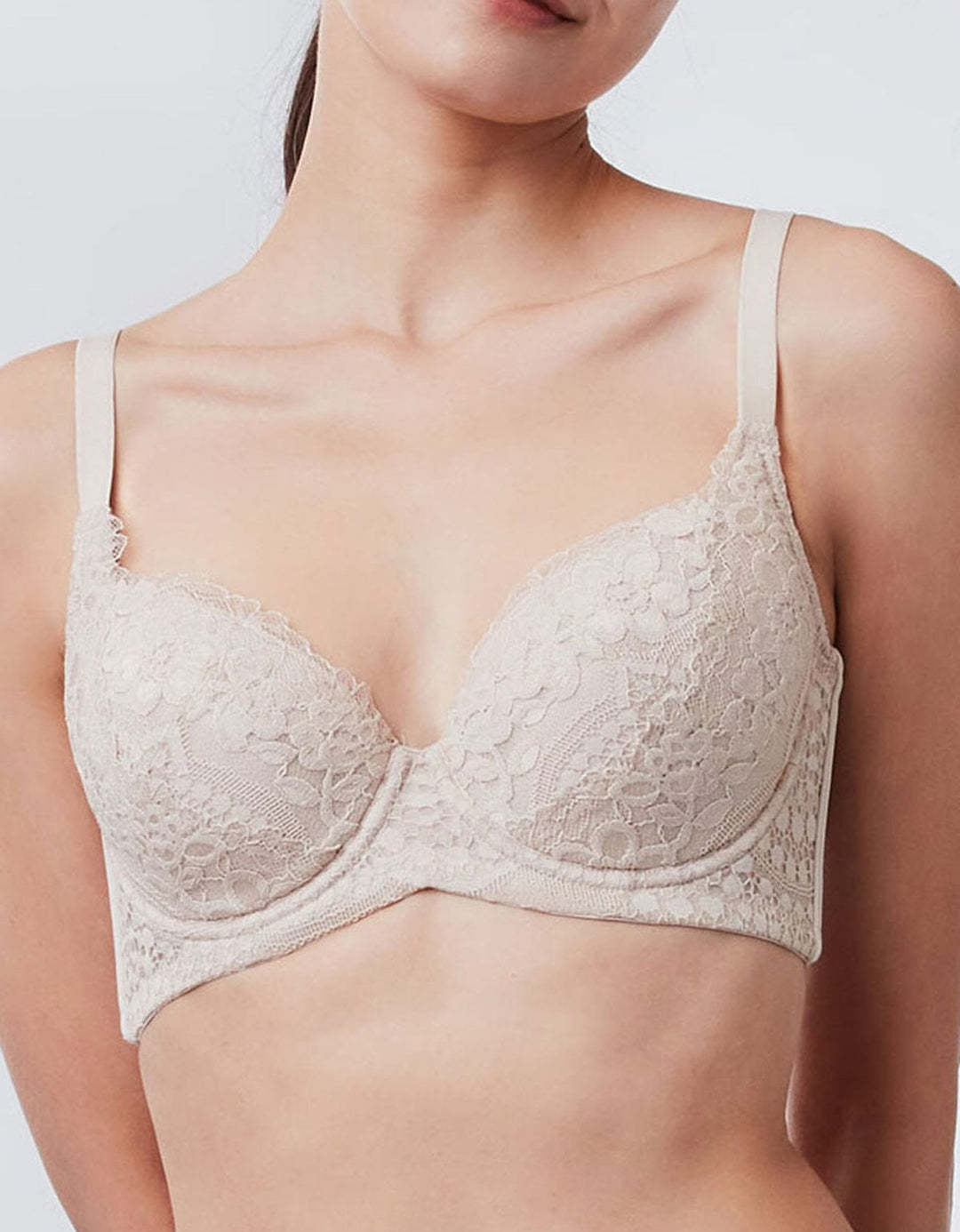 SOLUTION Butterfly Lightly Lined Lace Bra Bra Her own words Pumice Stone 75D 