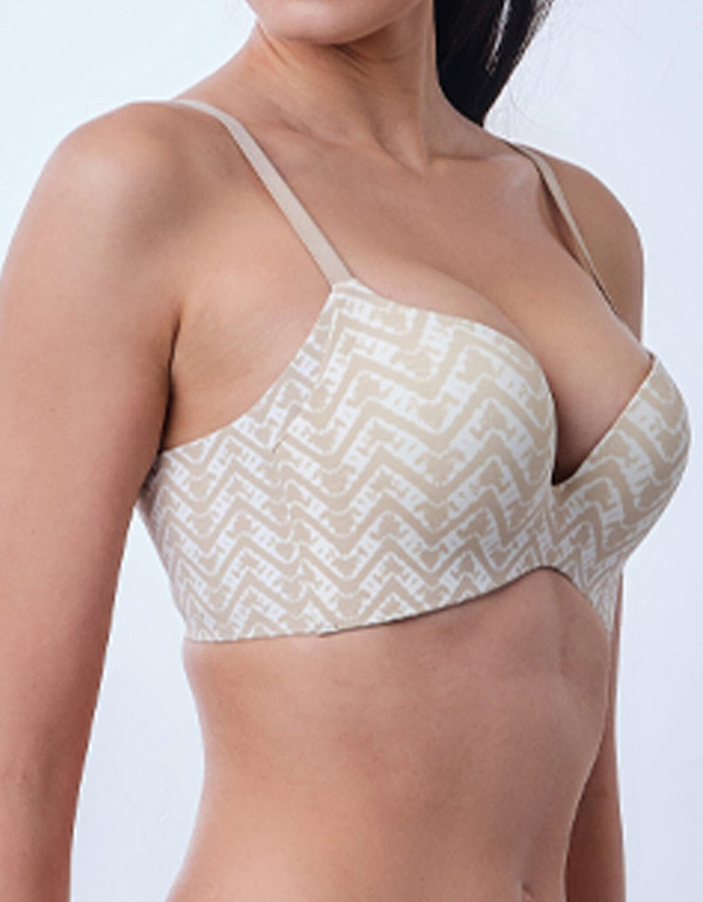 SOLUTION Soft Wire REadGrid??? Wing Butterfly Push Up Bra Bra Her own words White Pepper Print 70B 