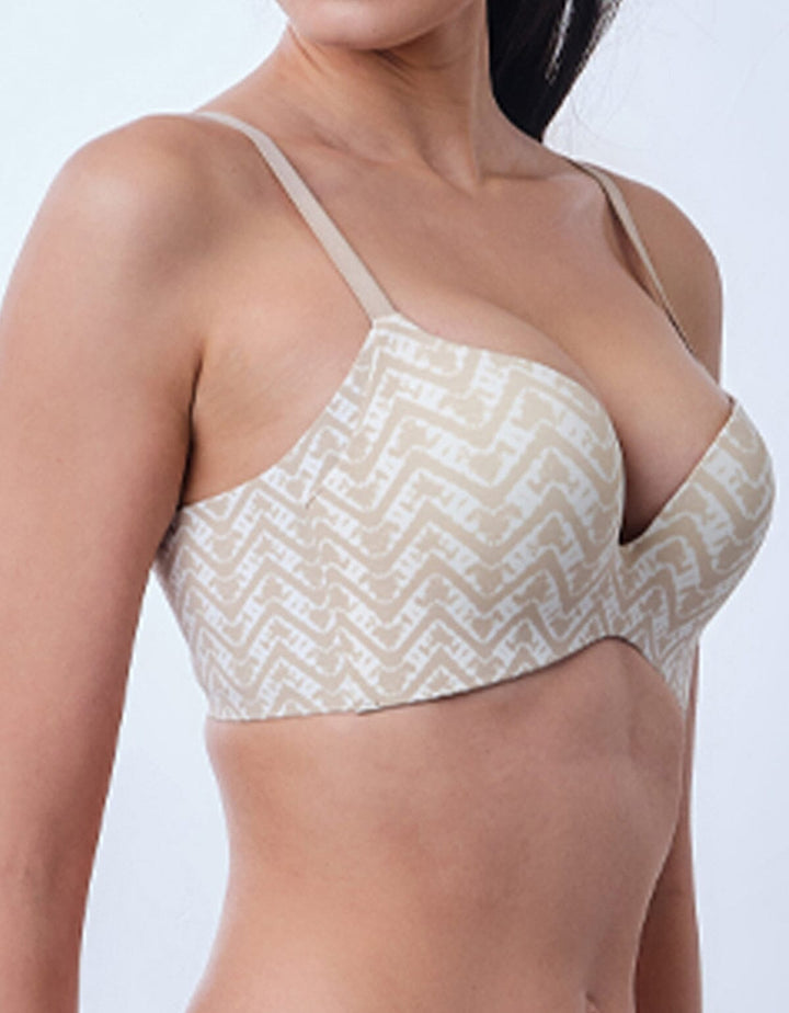 SOLUTION Soft Wire REadGrid™ Wing Butterfly Push Up Bra Bra Her own words White Pepper Print 70B 