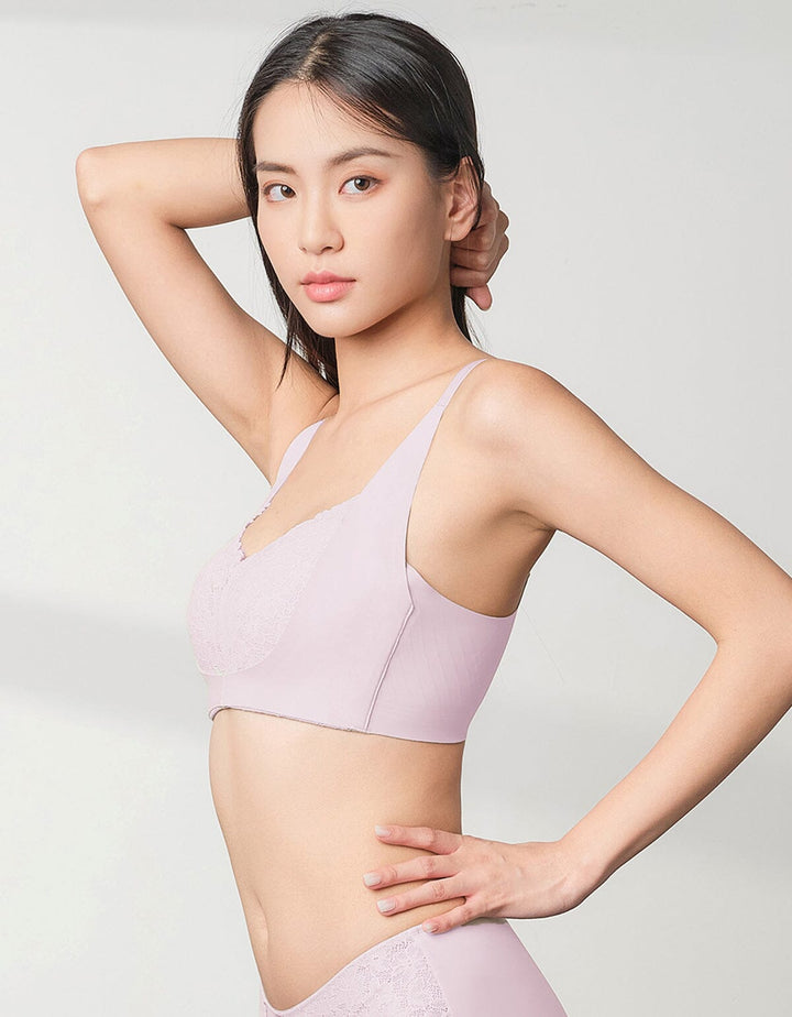 SOLUTION W-Support Non Wired Lace Bra Bra Her own words Lavender Blue 70B 