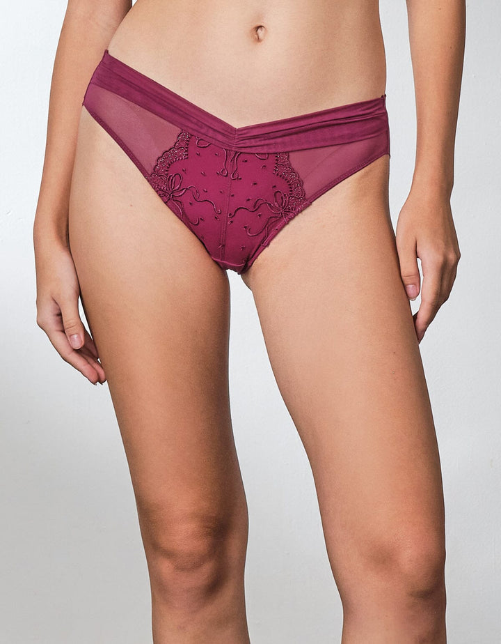 Match Back Lace Bikini Panty Panty Her own words Red Plum S 