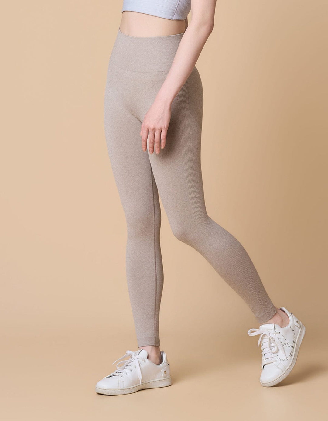 Knit High Waist Cropped Petite Sports Leggings Leggings Her own words SPORTS Desert Heather S 