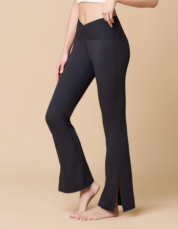 HOW-EFFORTLESS Mid Waist Kick Flare Full Length Leggings Leggings Her own words SPORTS Black S 