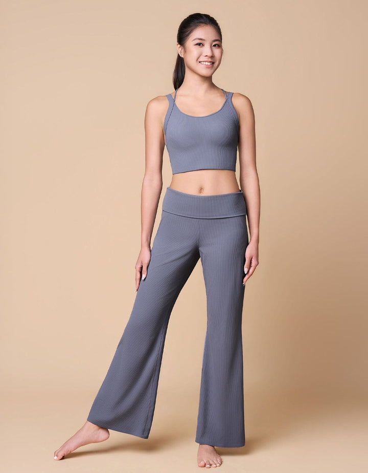 Ribbed Foldover Waist Kick Flare Full Length Leggings Flare Her own words SPORTS 