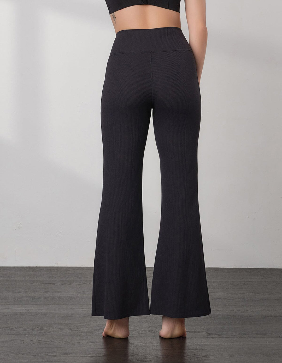 HOW-EFFORTLESS Ribbed High Waist Flare Leg Full Length Flare Her own words SPORTS 