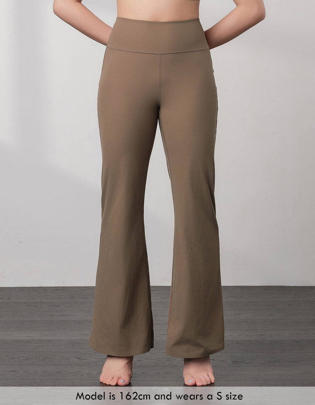 HOW-EFFORTLESS Ribbed High Waist Flare Leg Full Length Flare Her own words SPORTS 