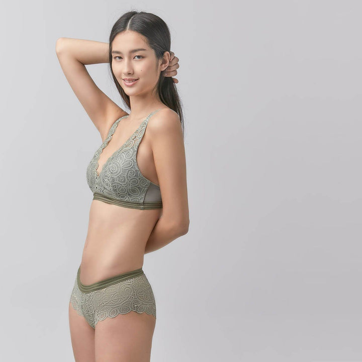 Stylist Plunge Non Wired Lace Bra Bra Her Own Words Seagrass x New Deep Lichen Green 70A 