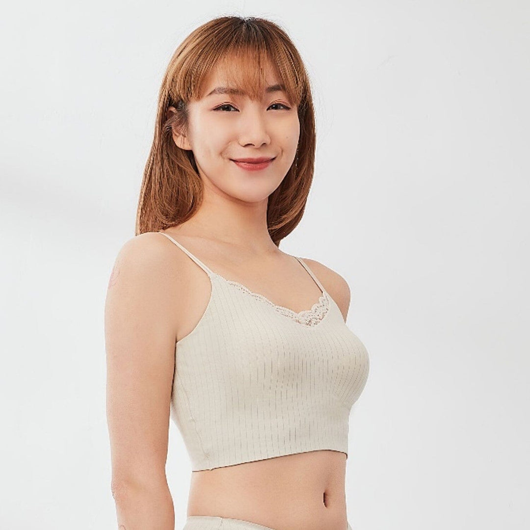 Supima® Cotton REextraSkin™ W-Shape Support Longline Bra Top Bra Her Own Words Pumice Stone XS 